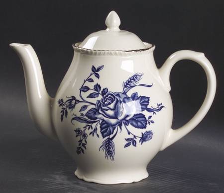 Colonial Rose Blue Tea/Coffee Pot & Lid