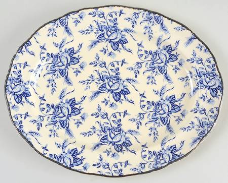 Colonial Rose Blue 12" Oval Serving Platter