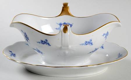 Meissen Bouquet Gravy Boat with Attached Underplate