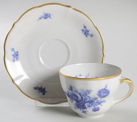Meissen Bouquet Flat Cup & Saucer Set