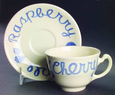 Country Blue Flat Cup & Saucer Set