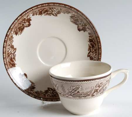 Plymouth (Brown, Williams-Sonoma) Flat Cup & Saucer Set