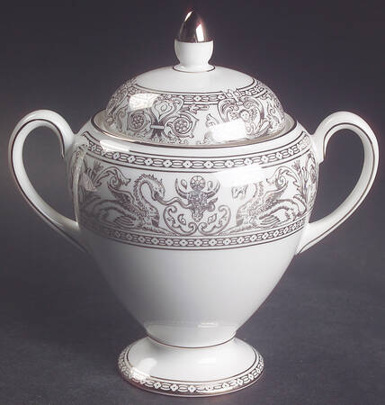Florentine Platinum (Platinum Dragons) Globe Shape Sugar Bowl & Lid