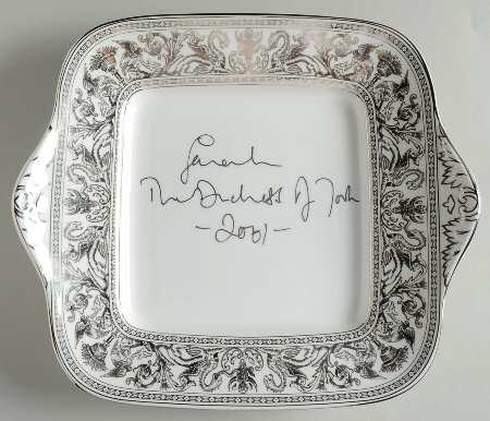 Florentine Platinum (Platinum Dragons) Signed Square Handled Cake Plate