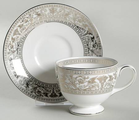 Florentine Platinum (Platinum Dragons) Footed Cup & Saucer Set