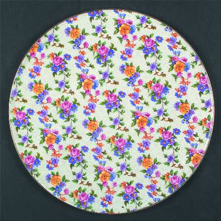 Warwick (Gray Lines, Gold Trim) Cake Plate