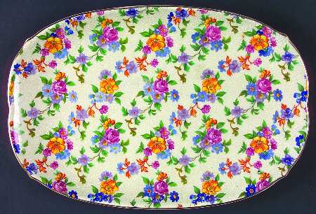Warwick (Gray Lines, Gold Trim) Large Sandwich Tray