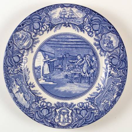 Georgia Historical Plates Blue Dinner Plate