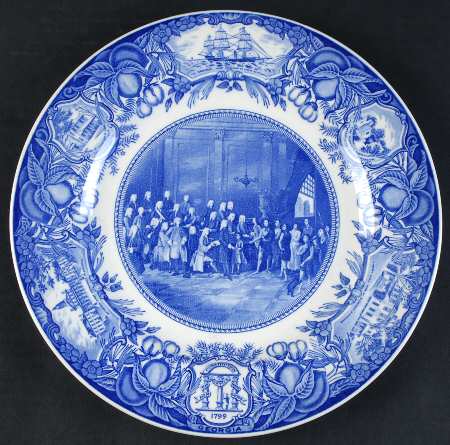 Georgia Historical Plates Blue Dinner Plate