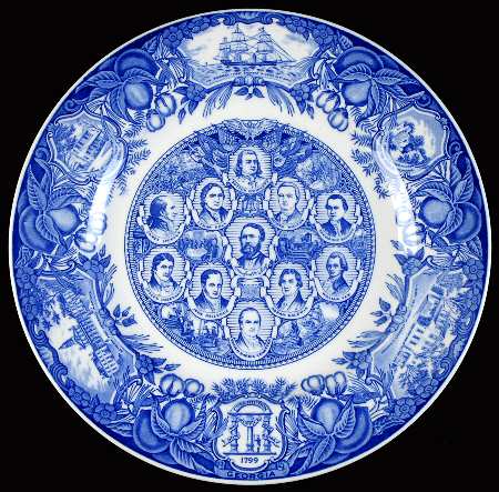 Georgia Historical Plates Blue Dinner Plate