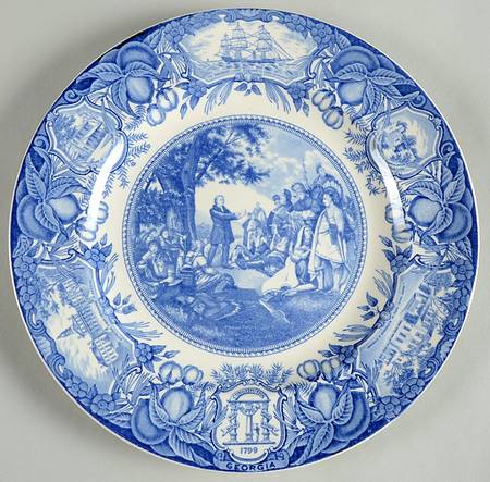 Georgia Historical Plates Blue Dinner Plate