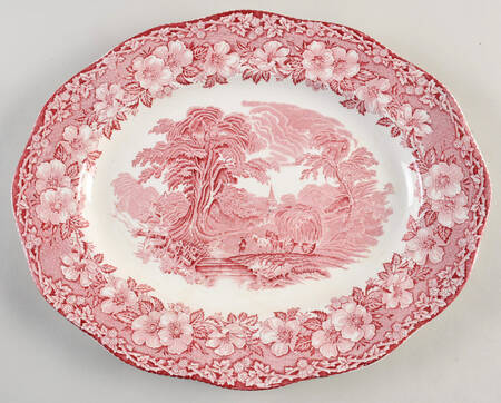 Woodland Pink (Enoch Backstamp) 14" Oval Serving Platter
