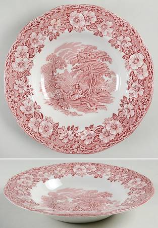 Woodland Pink (Enoch Backstamp) Rim Soup Bowl