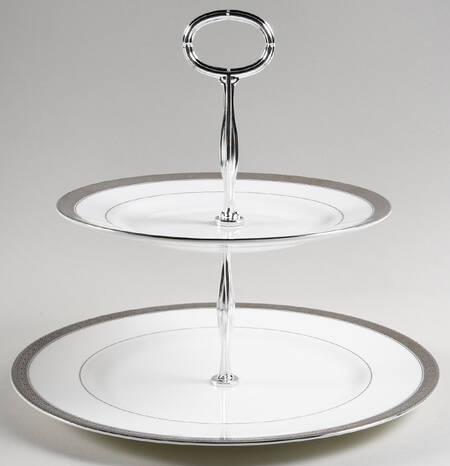Newgrange Platinum 6 5/8"-10"  2 Tiered Serving Tray (Dp, Sp) HC