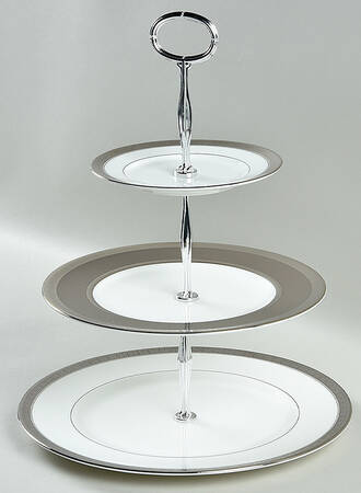 Newgrange Platinum 13 7/8"-14 1/4" 3-Tiered Serving Tray(DP,SP,BB) HC