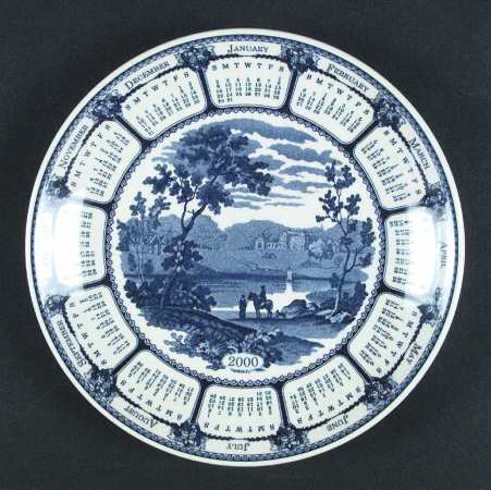 Blue &amp; White Calendar Plate by Wedgwood