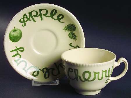 Country Green Flat Cup & Saucer Set