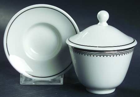 Grosgrain Asian Flat Cup & Saucer Set with Lid