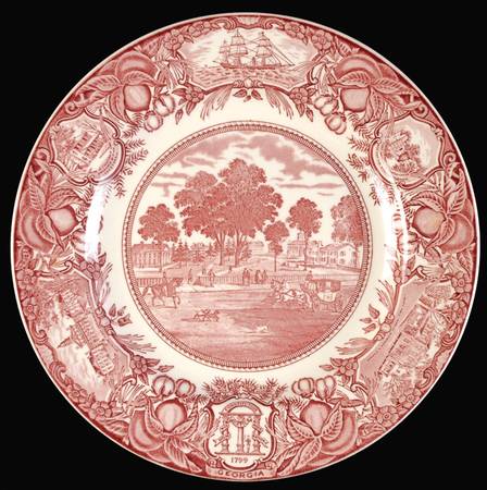 Georgia Historical Plates Pink Dinner Plate