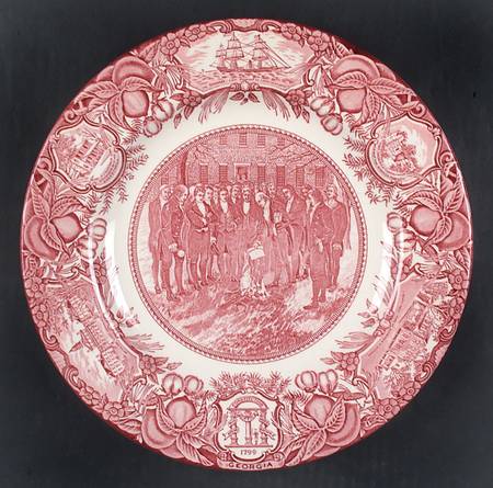 Georgia Historical Plates Pink Dinner Plate