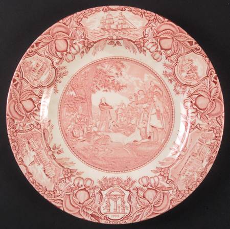 Georgia Historical Plates Pink Dinner Plate