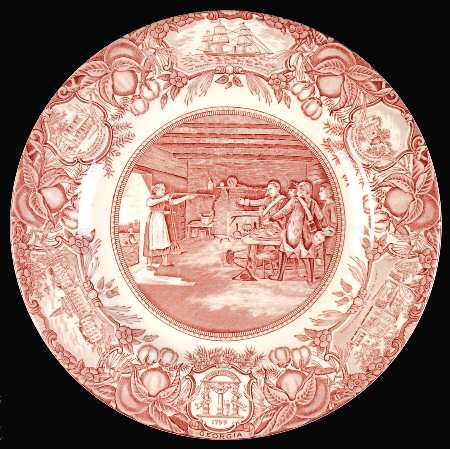 Georgia Historical Plates Pink Dinner Plate