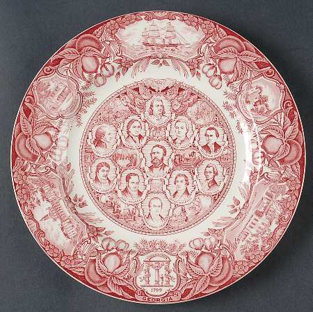 Georgia Historical Plates Pink Dinner Plate