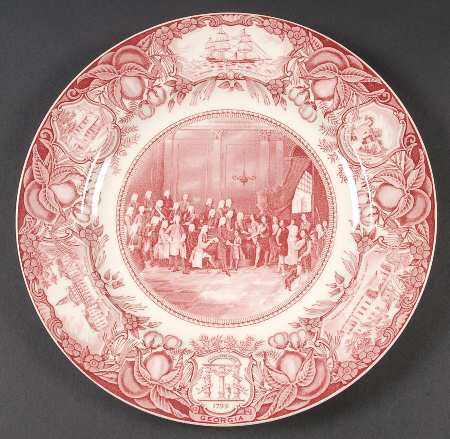 Georgia Historical Plates Pink Dinner Plate