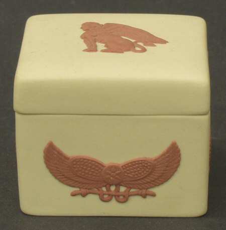 Terra Cotta on Primrose Jasperware Egyptian Square Miniature Box