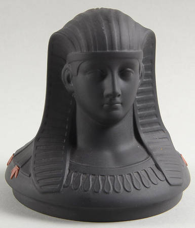 Terra Cotta on Black Jasperware Egyptian Lid for Canopic Jar