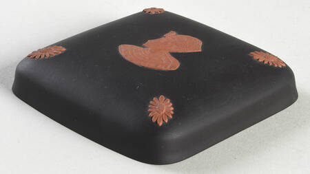 Terra Cotta on Black Jasperware Egyptian Lid for Square Box