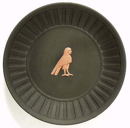 Terra Cotta on Black Jasperware Egyptian Fluted Tray