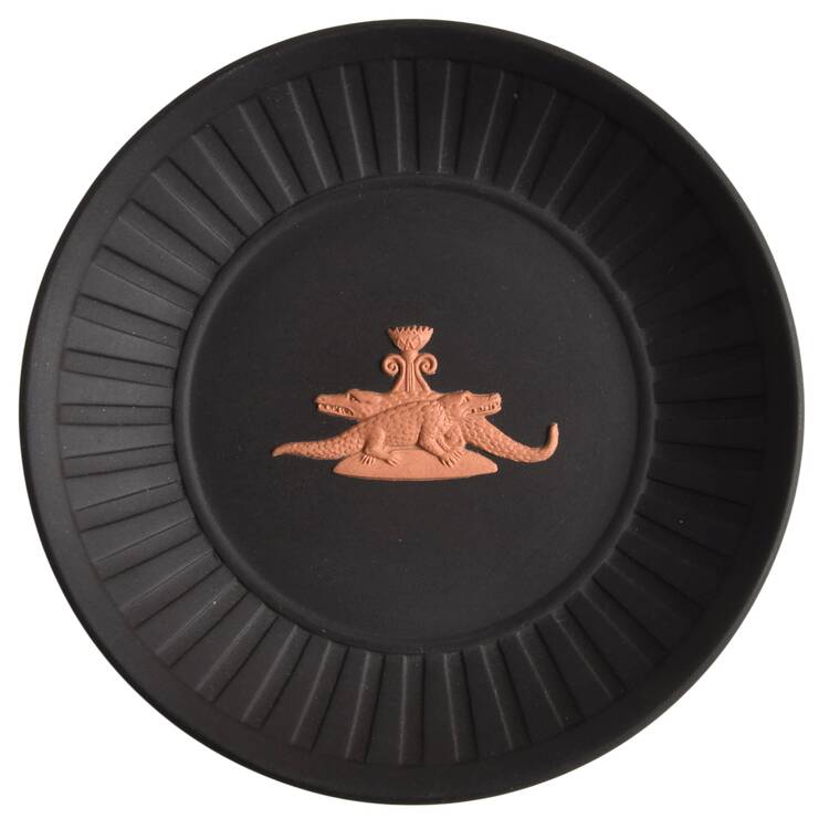 Terra Cotta on Black Jasperware Egyptian Fluted Tray