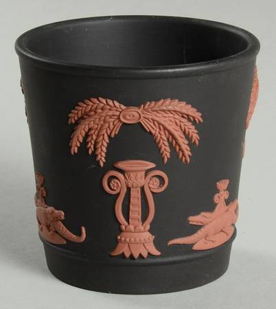 Terra Cotta on Black Jasperware Egyptian 3" Brewater Jardiniere
