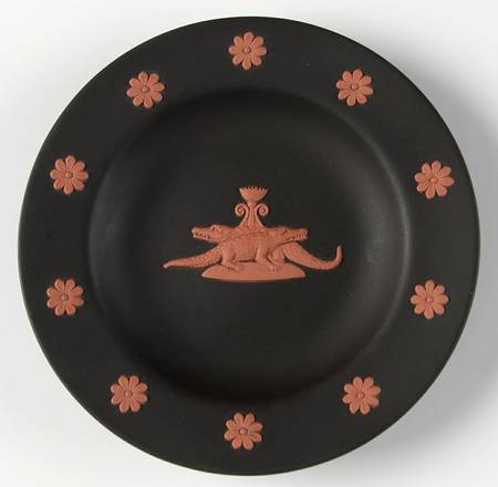 Terra Cotta on Black Jasperware Egyptian Round Tray
