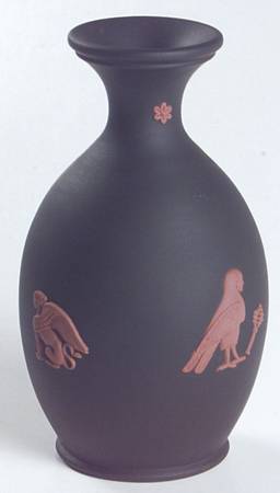 Terra Cotta on Black Jasperware Egyptian Arcadian Bud Vase