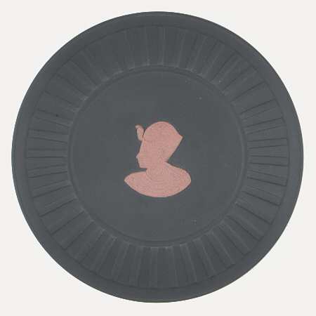 Terra Cotta on Black Jasperware Egyptian 4" Round Fluted Tray