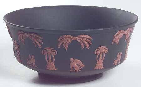 Terra Cotta on Black Jasperware Egyptian Round Nile Bowl