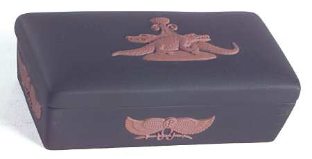 Terra Cotta on Black Jasperware Egyptian 3" Rectangular Box & Lid
