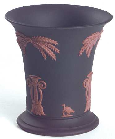 Terra Cotta on Black Jasperware Egyptian Garden Posey Pot