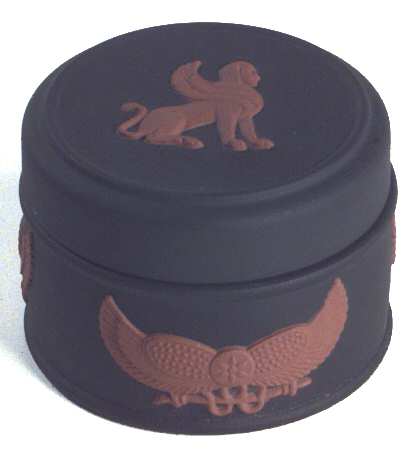 Terra Cotta on Black Jasperware Egyptian 2" Round Box & Lid