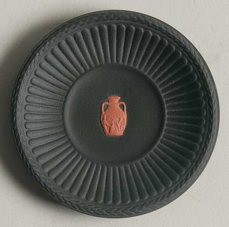 Terra Cotta on Black Jasperware Egyptian Round Fluted Compotier