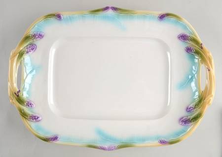 Asparagus (Majolica Style) 17" Rectangular Handled Tray