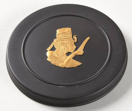 Gilded Black Basalt Egyptian Lid for 4" Round Box