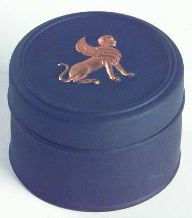Gilded Black Basalt Egyptian Miniature Round Box