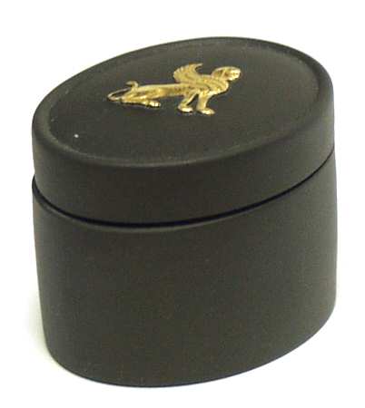 Gilded Black Basalt Egyptian Mini Oval Box & Lid