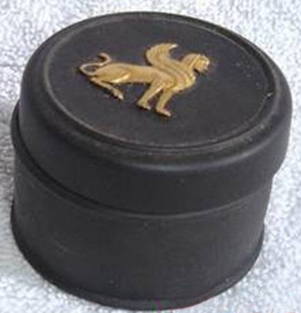 Gilded Black Basalt Egyptian Mini Round Box & Lid