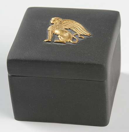 Gilded Black Basalt Egyptian Square Miniature Box