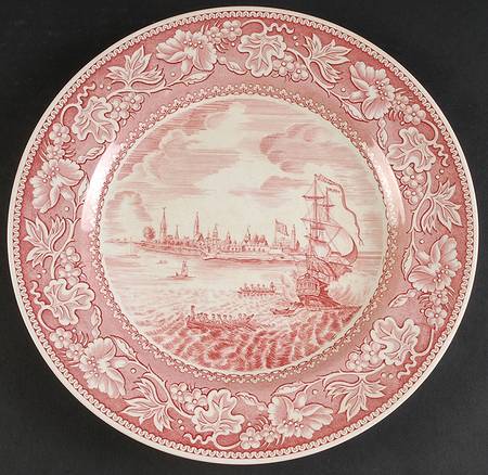 Old New York Red Dinner Plate