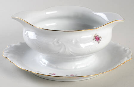Tea Rose Gravy Boat with Attached Underplate